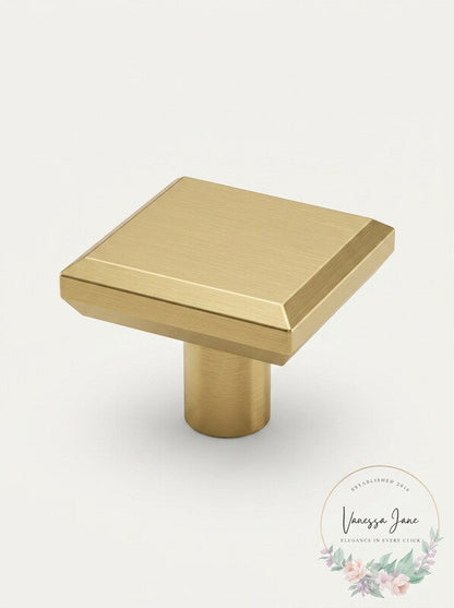 Franklin Brass Brushed Brass 1-1/8” Simple Chamfered Square Knob- 10 Pk P40847K