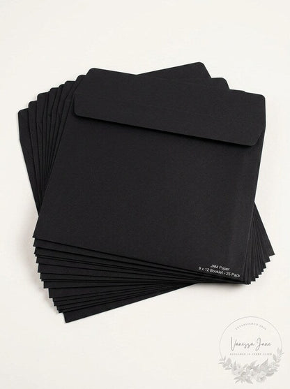 JAM Paper 9 x 12 Booklet Envelopes Black 25/Pack