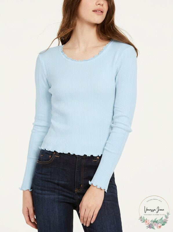 Polly &amp; Esther Juniors Cropped Thermal T-Shirt, Size Small