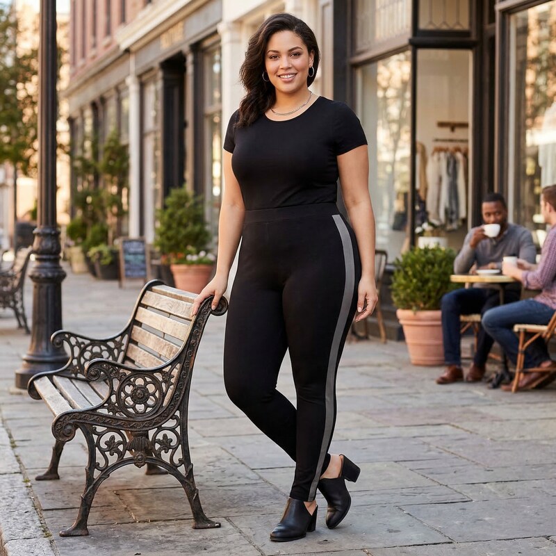 Style &amp; Co Plus Size Velour-Trimmed Leggings, 20W/Black