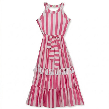 Rare Editions Girls Striped Tassel Dress, Size 12