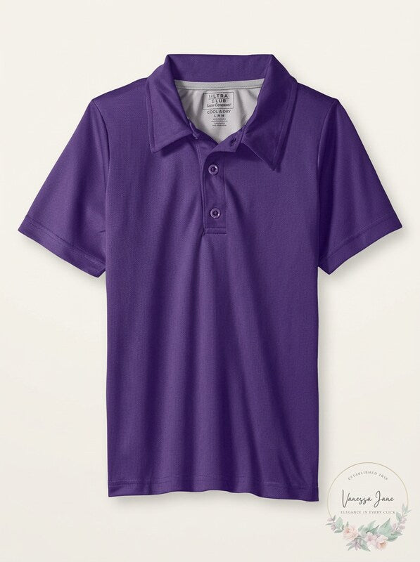Cherokee Boys Uniform Short Sleeve Performance Polo Shirt,purple,14/16
