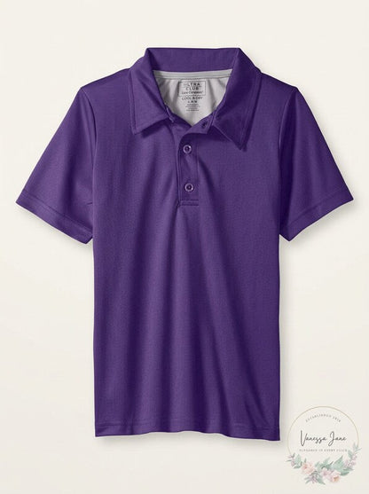 Cherokee Boys Uniform Short Sleeve Performance Polo Shirt,purple,14/16