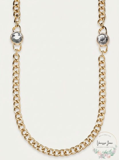Charter Club Crystal and Large Link 36inches Strand Necklace