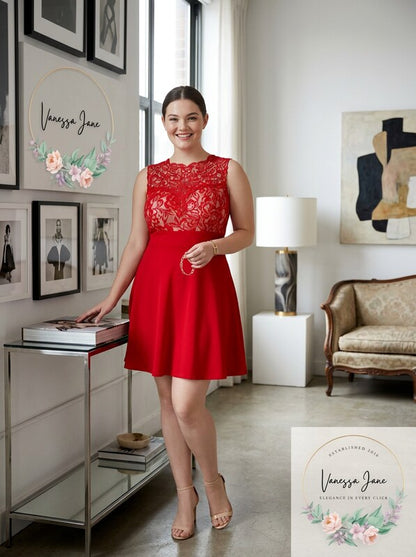 Love Squared Womens Plus Lace Textured Party Dress, Size 3X