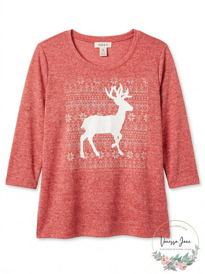Style &amp; Co Plus Size Reindeer Sweatshirt, Size 3X