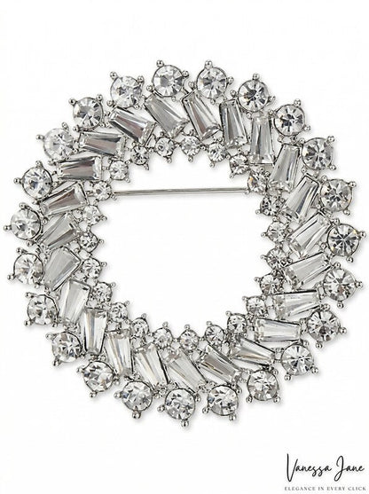 Charter Club Silver-Tone Multi-Crystal Wreath Pin