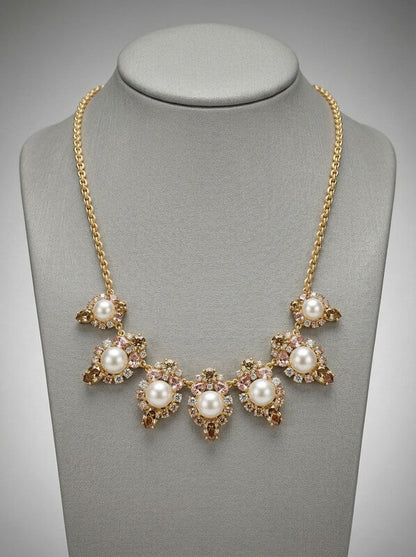 Charter Club Gold-Tone Crystal, Stone and Imitation Pearl  Necklace