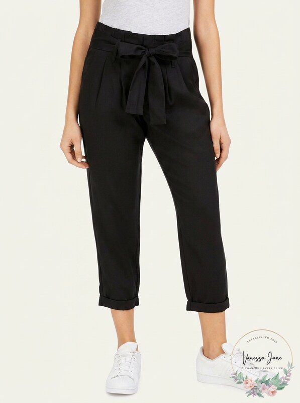 Indigo Rein Womens Juniors Paperbag Pants High Rise Pleated - Black - Small