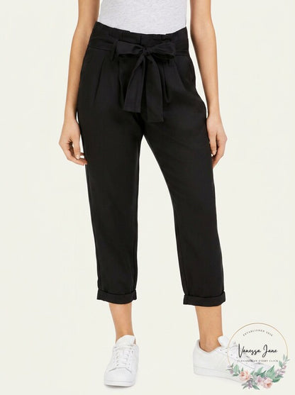 Indigo Rein Womens Juniors Paperbag Pants High Rise Pleated - Black - Small