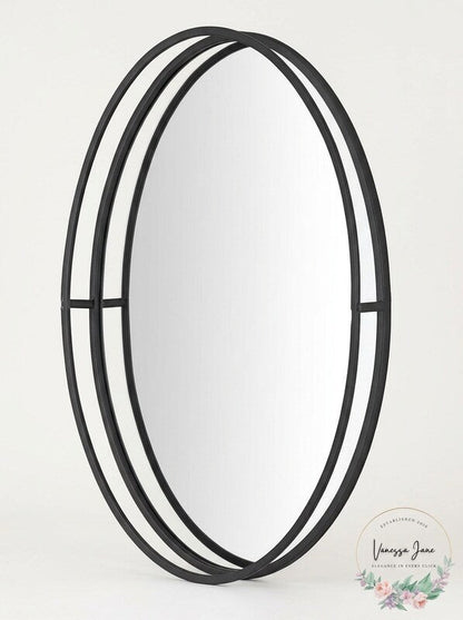 StyleWell Medium Oval Black Metal Classic Accent Mirror With Deep-Set Frame (30