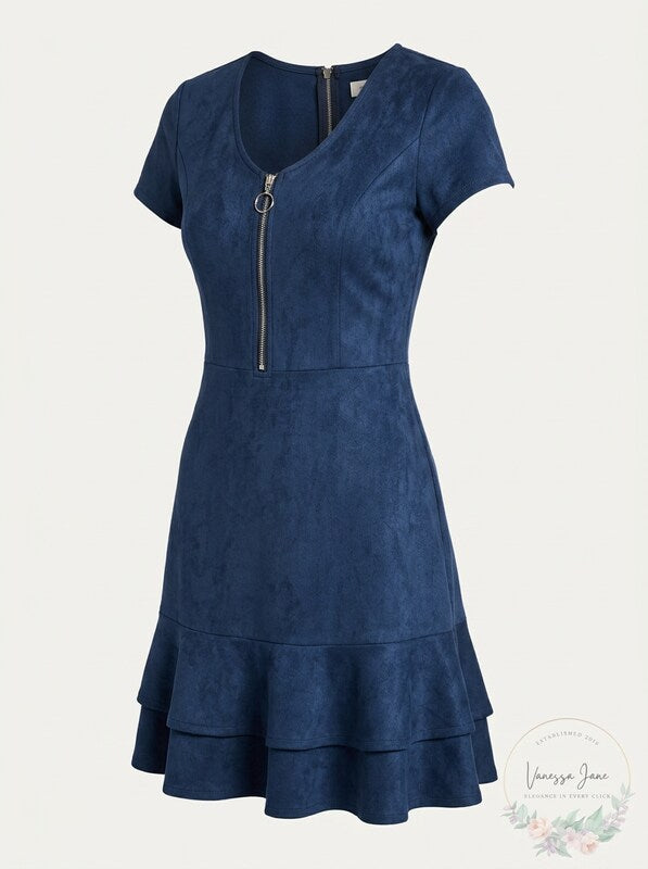 Rosie Harlow Juniors Zip-Front Fit &amp; Flare Dress, Size Medium
