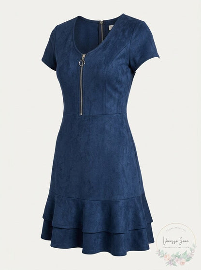 Rosie Harlow Juniors Zip-Front Fit &amp; Flare Dress, Size Medium