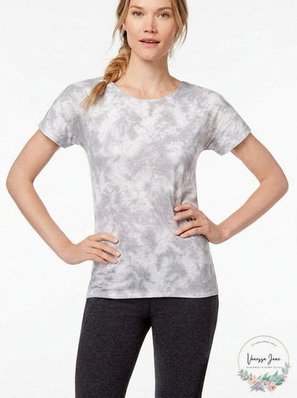 Ideology Tie-Dyed Cutout-Back T-Shirt, Grey, Size Large
