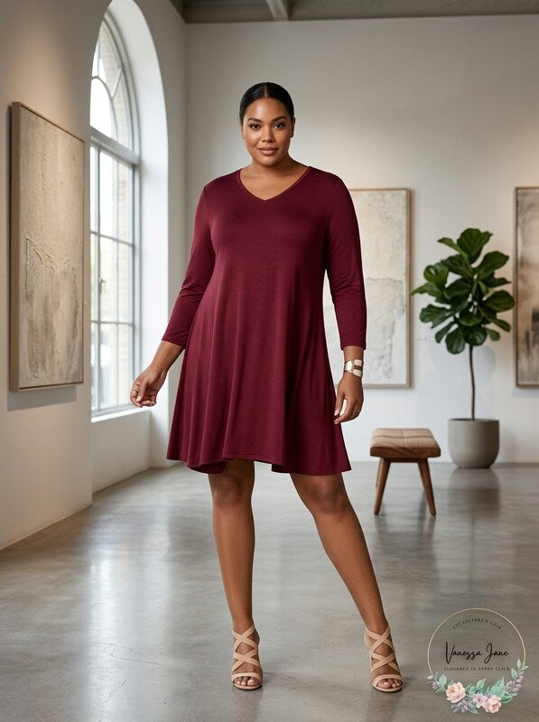 Style &amp; Co V-Neck A-Line Swing Dress, Size OX