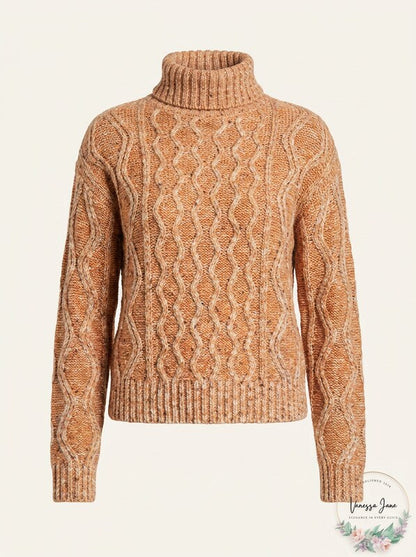 Kit Sky Juniors Orange Long Sleeve Turtle Neck Sweater, Size XL