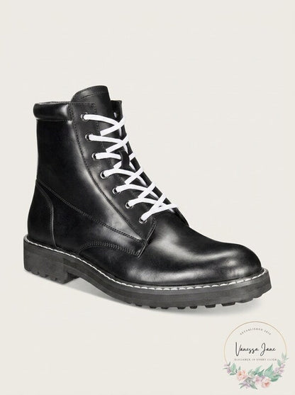 INC International Concepts Men’s Ivan Lace-up Boots, Black, Size 12