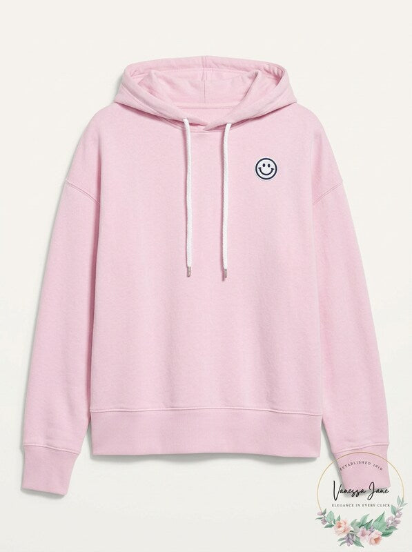 Kerri Rosenthal Mr. Smiley Embroidered Boyfriend Hoodie, Size Small