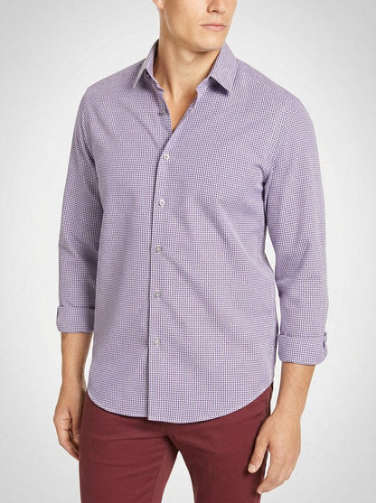 Tasso Elba Men Shirt Salerno Dobby Weave Plaid Button Down, Size Medium