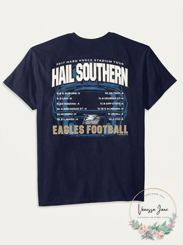 NCAA Football Schedule 2017 Short Sleeve Shirt Georgia Southern Eagles, Small