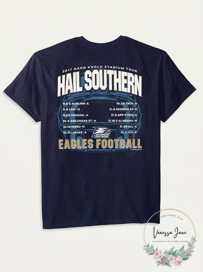 NCAA Football Schedule 2017 Short Sleeve Shirt Georgia Southern Eagles, Small