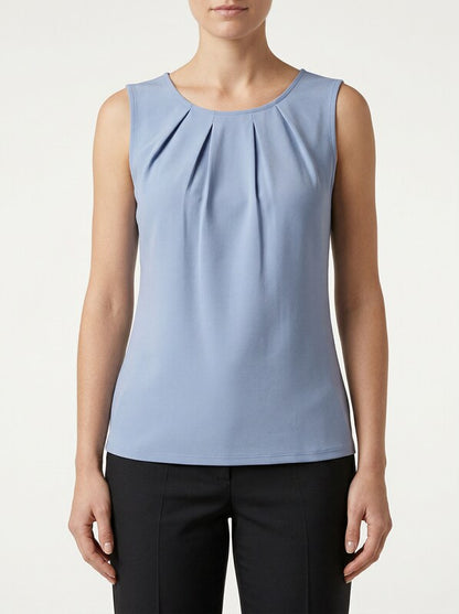 Dkny Womens Pleated Neck Sleeveless Blouse Top - Medium