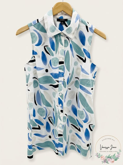 Alfani Womens Printed Sleeveless Tunic Top, Size Small