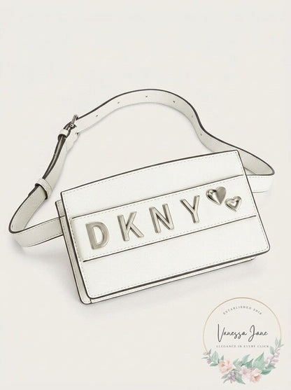 Dkny Smoke Leather Belt Bag, White/Silver