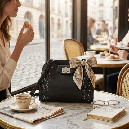 Calvin Klein Clementine Mercury Leather and Celestial Stud Embellished Crossbody
