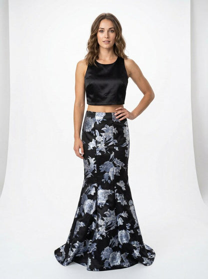 Sequin Hearts Juniors 2-Pc. Satin and Floral-Print Gown Size 11