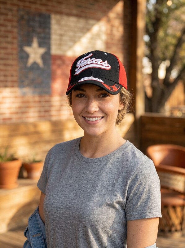 Texas Red &amp; Black 3D Embroidered Baseball Cap, Hat