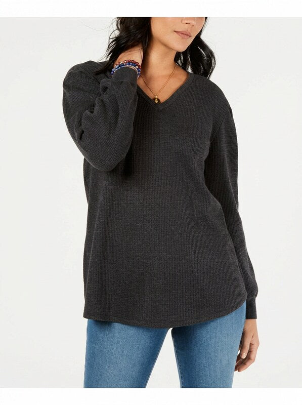 Style &amp; Co Petite V-Neck Blouson Sweater, Size PS