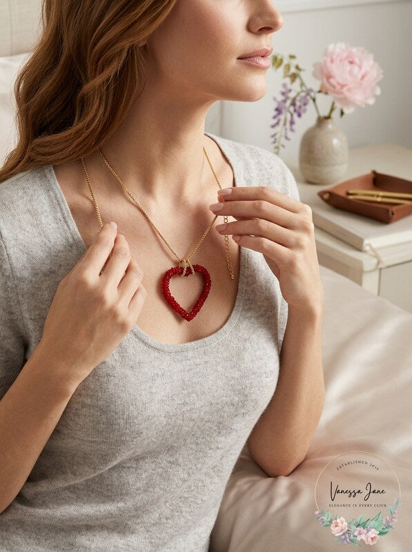 Inc Gold-Tone Beaded Heart Pendant Necklace
