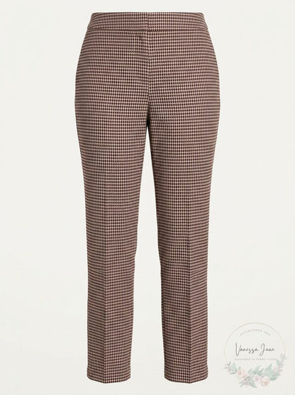 Nine West Womens Plus Size Houndstooth Tapered Pants,Size 16