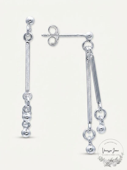Giani Bernini Polished Double Bar and Ball Drop Earrings in Sterling Silver
