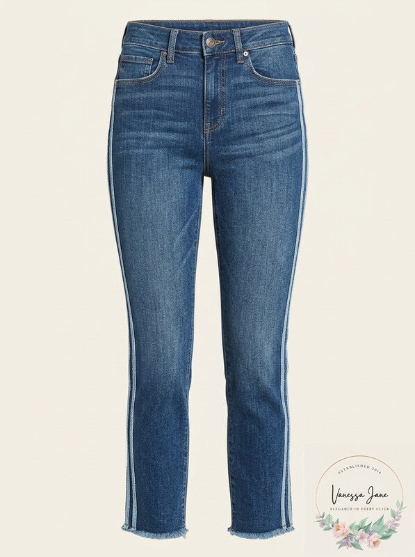 Style &amp; Co Cropped Varsity-Stripe Jeans, Size 12