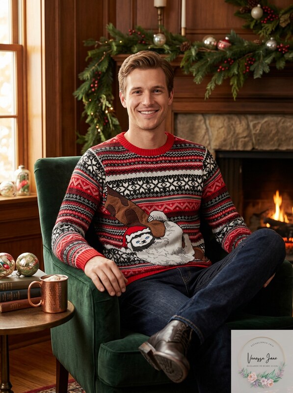 Blizzard Bay Mens Sloth Tree Ugly Christmas Sweater, Red/Grey/Black, Size XL