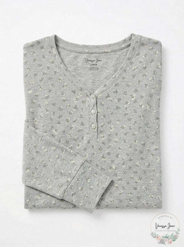 Hippie Rose Juniors Long-Sleeve Henley T-Shirt, Size Large