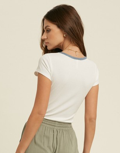 Ribbed Contrast Bodysuit