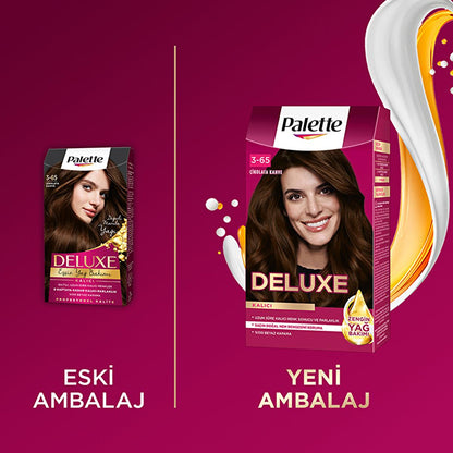 Palette Deluxe Chocolate Brown Hair Dye: Long Lasting, Rich Color &amp; Shine - Permanent Hair Color 3-65 ‚ikolata Kahve