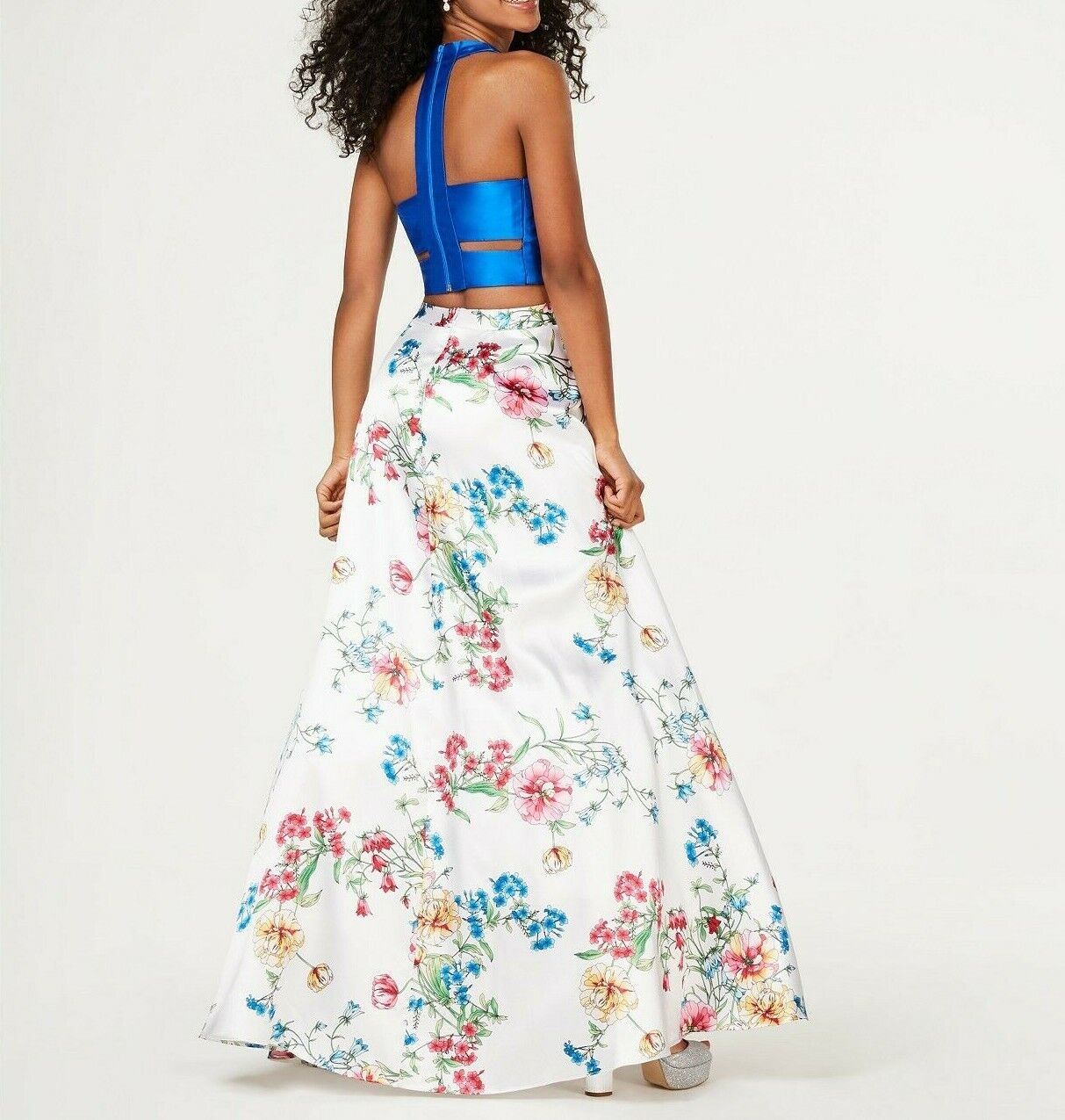 City Studios Juniors 2-Pc. Satin &amp; Floral-Print Gown
