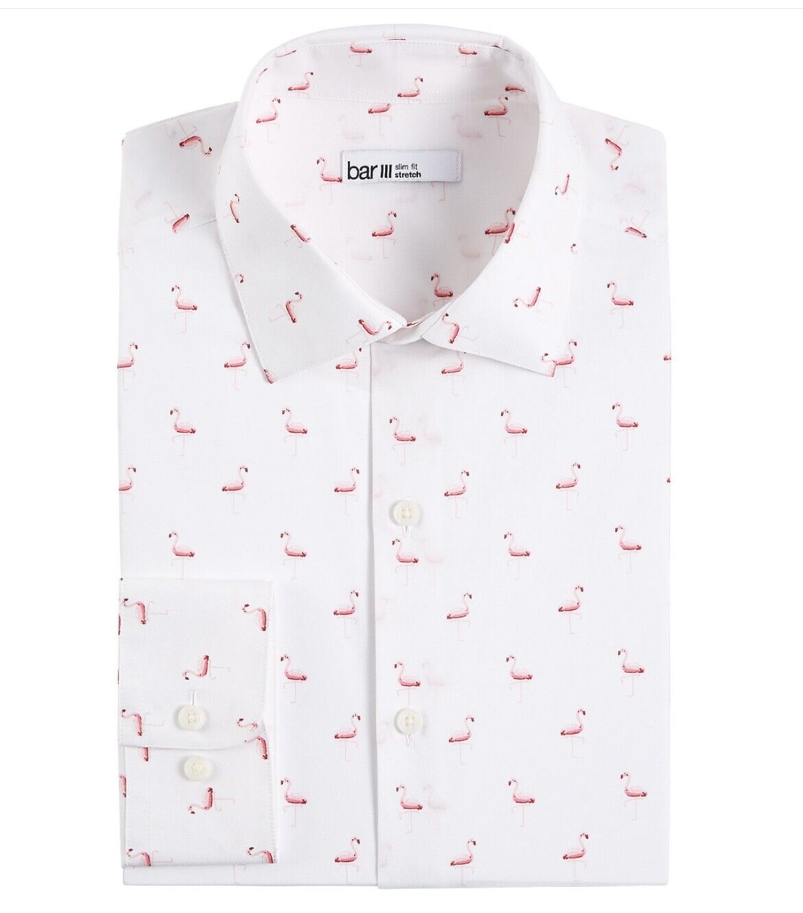 Bar III Mens Slim-Fit Stretch Flamingo Knit Dress Shirt, Size XL