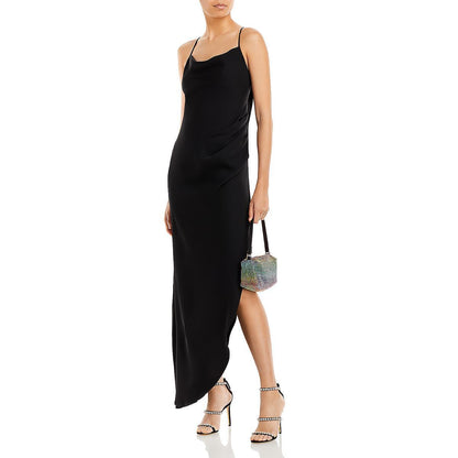 Aqua Womens Halter Cowl Neck Maxi Dress