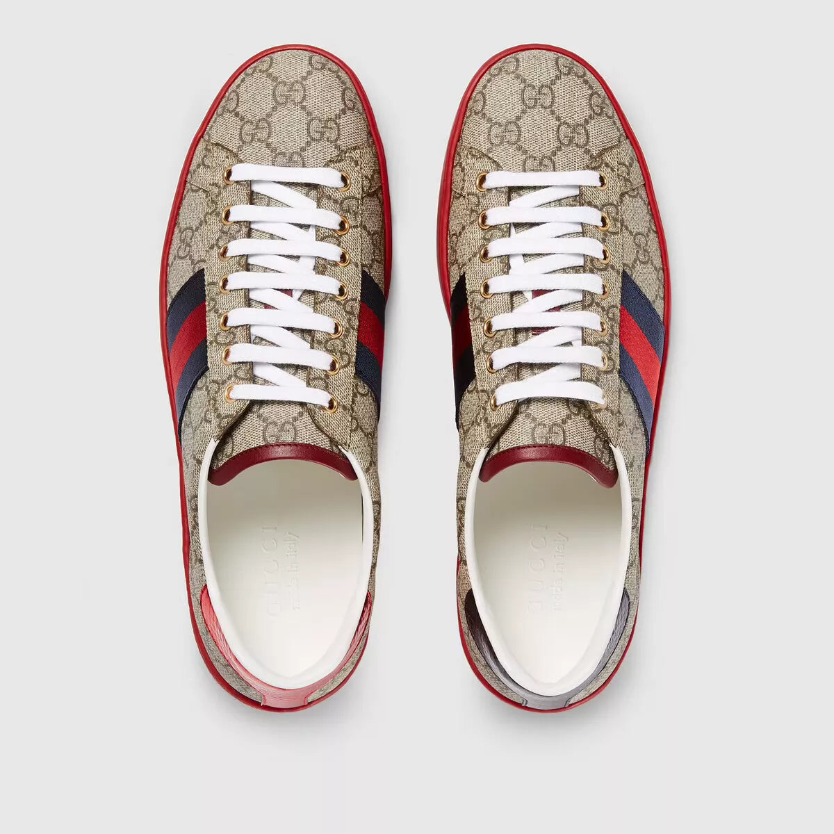 Ace Supreme GG Guccissima Logo Web Stripe Flat Sneakers