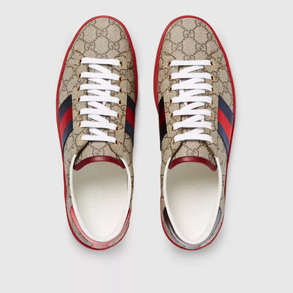 Ace Supreme GG Guccissima Logo Web Stripe Flat Sneakers