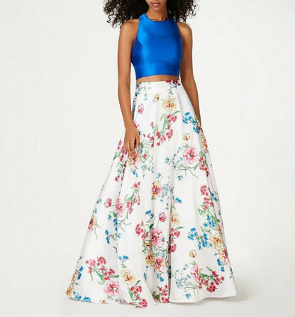 City Studios Juniors 2-Pc. Satin &amp; Floral-Print Gown