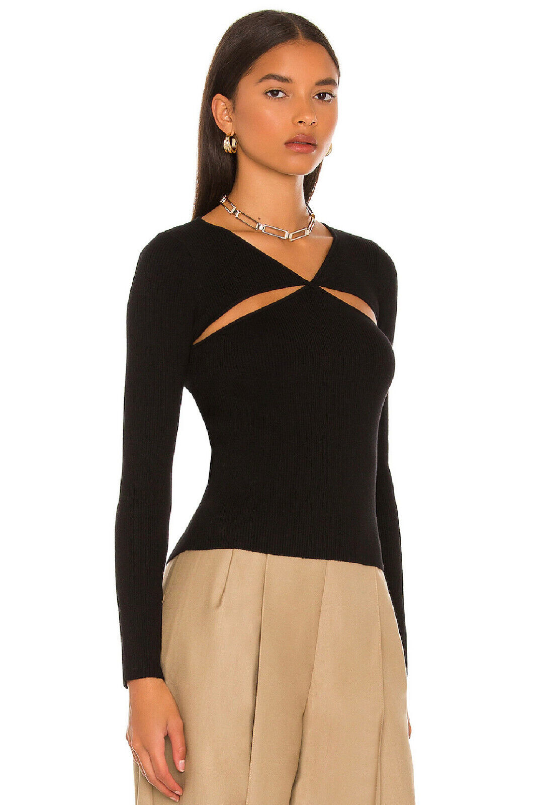 Line &amp; Dot Halo Cutout Sweater