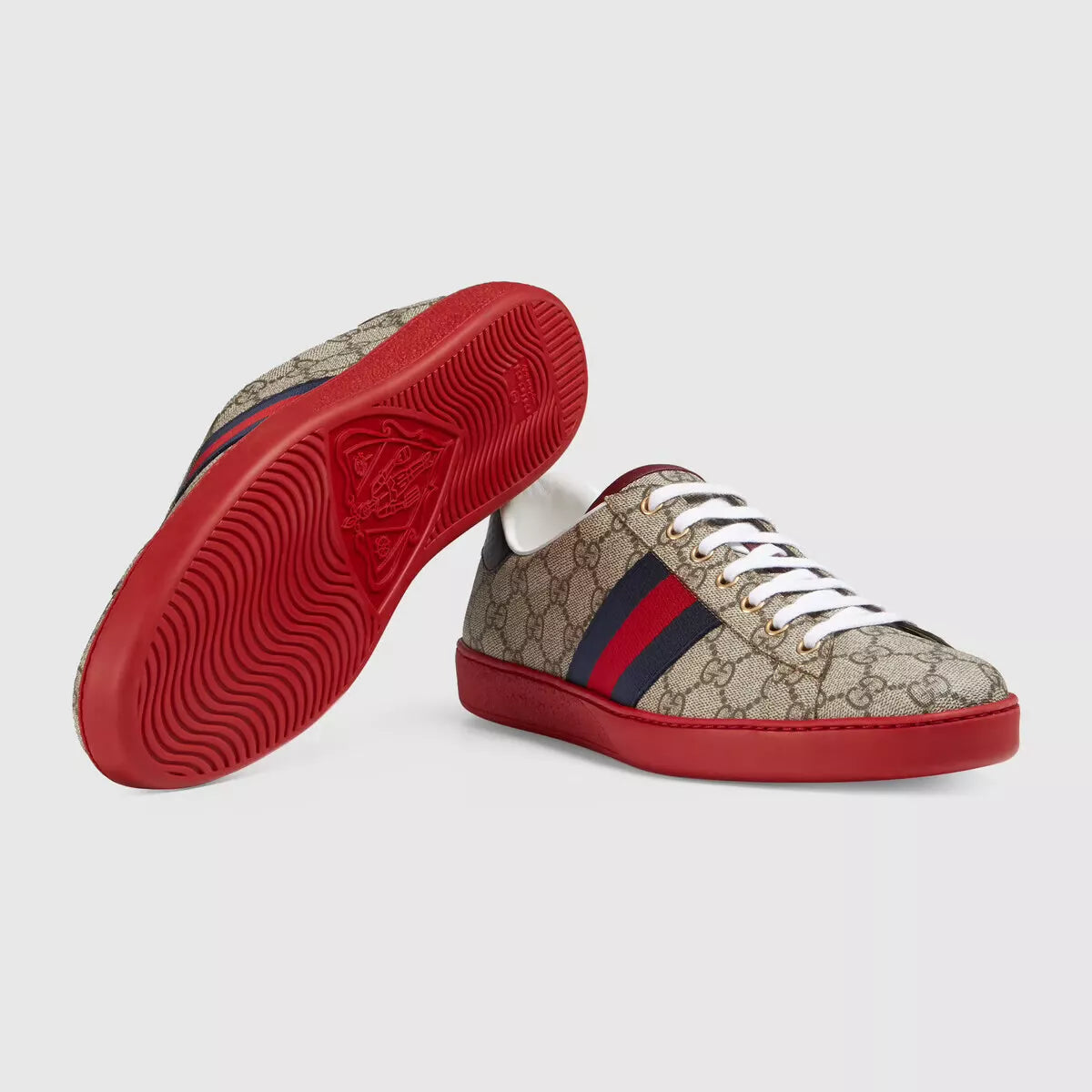 Ace Supreme GG Guccissima Logo Web Stripe Flat Sneakers