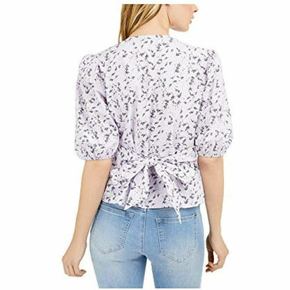 INC Womens Puff Sleeve Floral Blouse, Size Small