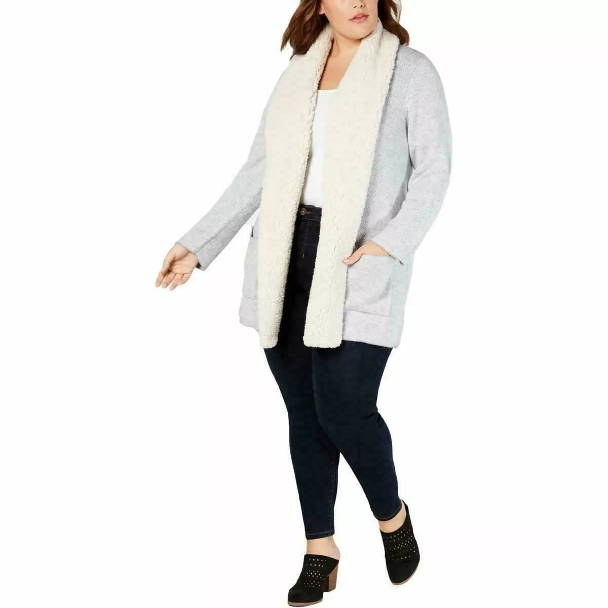 Style &amp; Co. Womens Drapey Pocket Sweatercoat